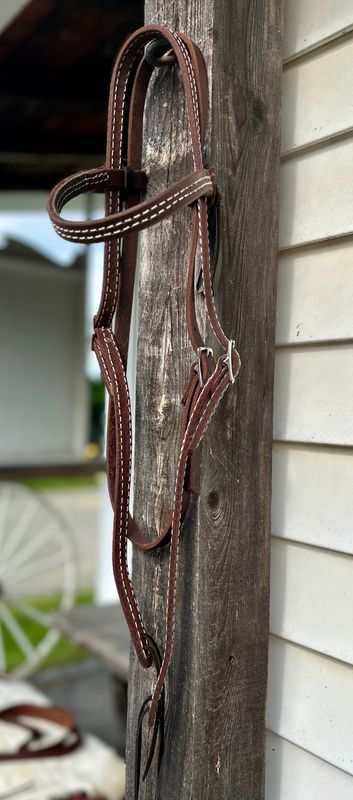 Browband Headstall - Double Stitched with Matching Reins and Curb Strap