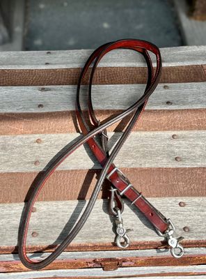 Circle L Rolled Leather Game Rein, Medium Oil - 6.5'