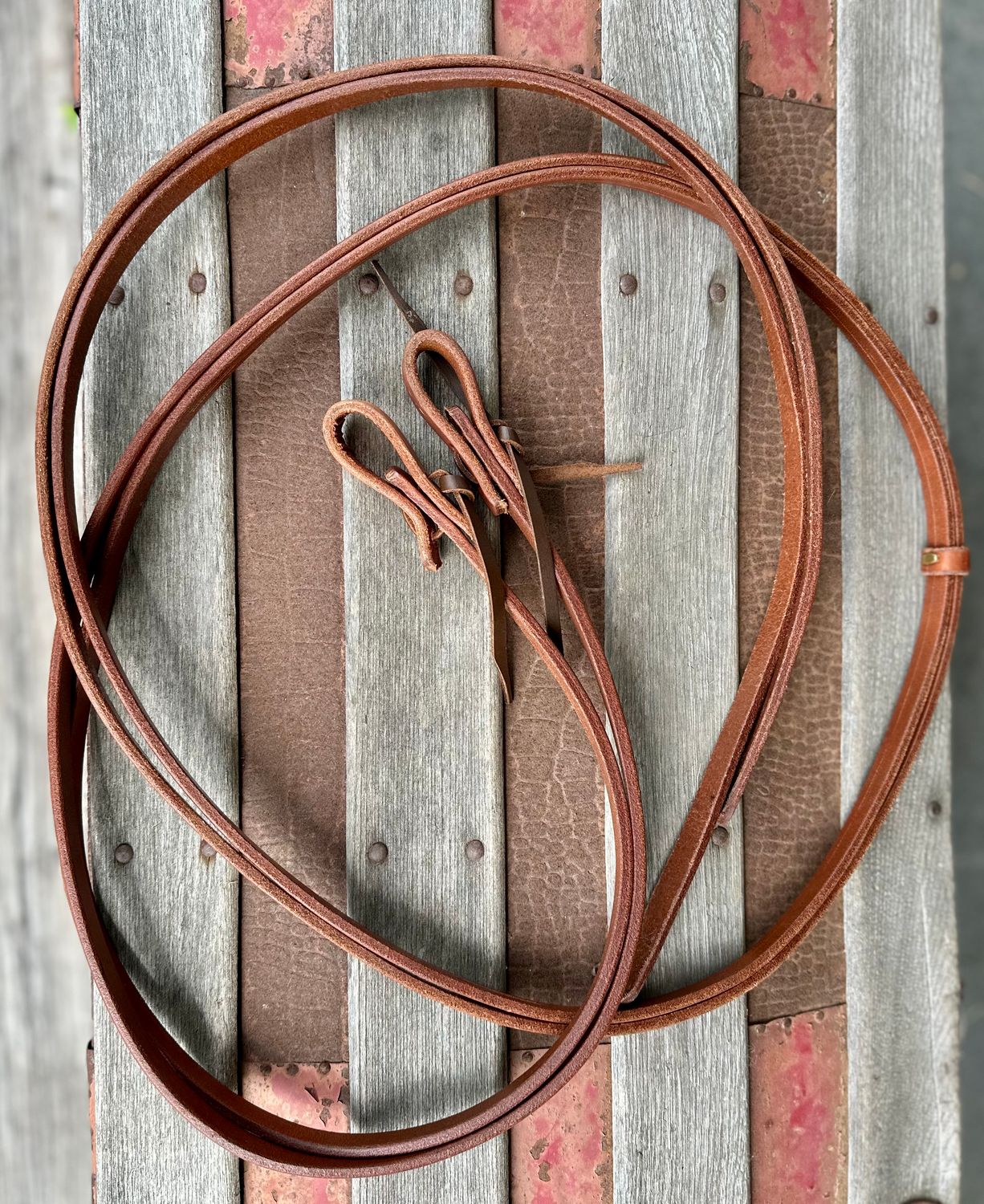 Circle L Leather Split Reins w/ Tie Ends - 8 x 5/8", Dark Oil