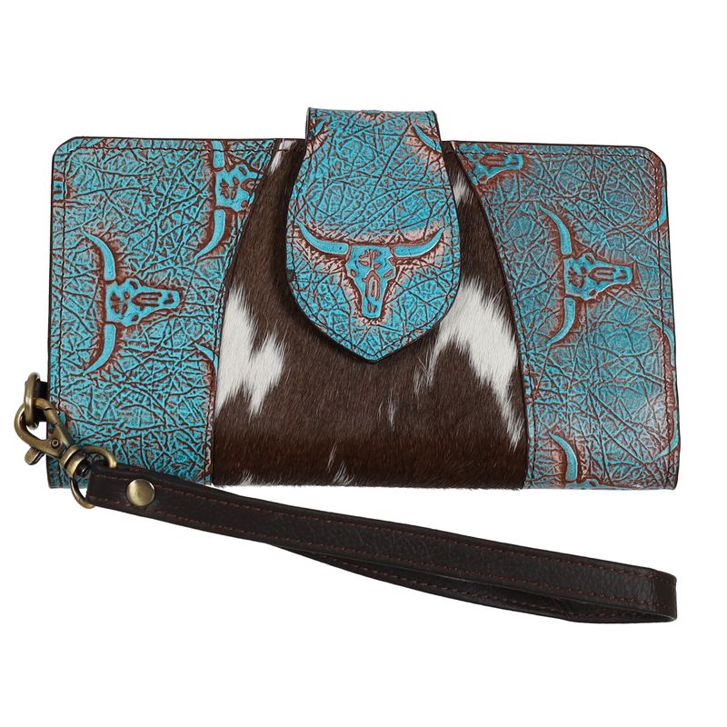 Turquoise Plains Steer Clutch Purse