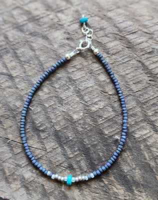 Kotah Bear Turquoise and Black Beaded Bracelet