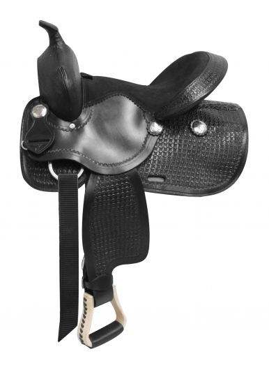 13" Economy Western Saddle With Suede Leather Seat - Black