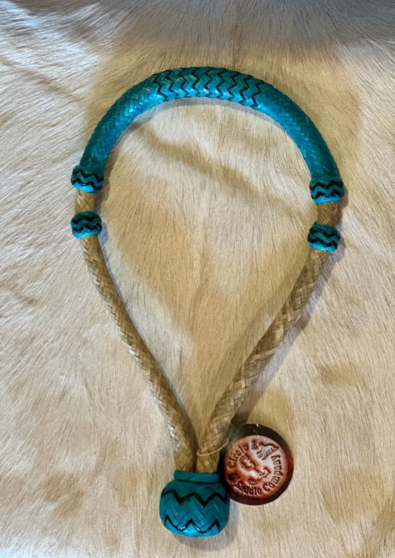 Bosal - Teal w/White Braided Rawhide, 3/4" Diameter x 13" x 7" Opening