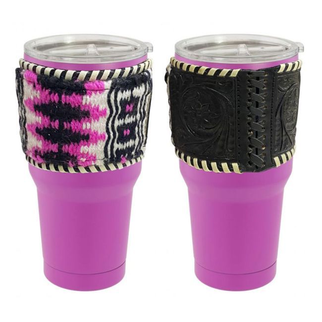 30 oz Insulated Tumbler with Removable Argentina Cow Leather Sleeve