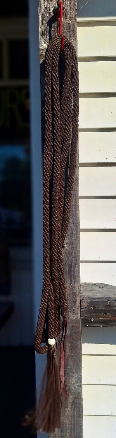Nylon Cord Mecate with Horsehair and Leather Popper