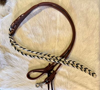Leather Softie Braided Game Rein D. Oil - 7.5'