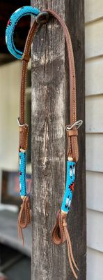 Wild Star Blue Beaded One Ear Headstall