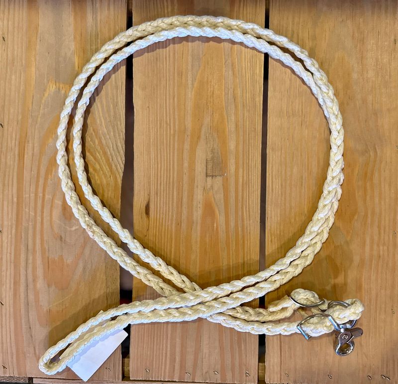 Hand Braided Waxed Nylon Barrel Reins, 5/8"x8' - White