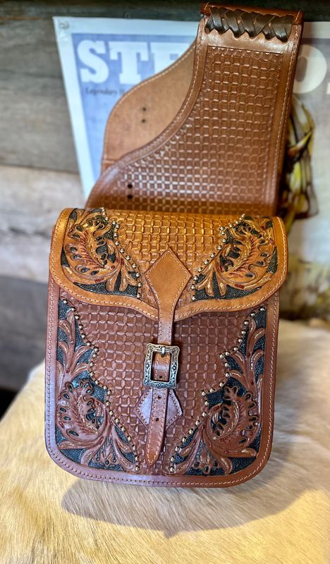 Wild Star Tooled Leather Saddle Bag