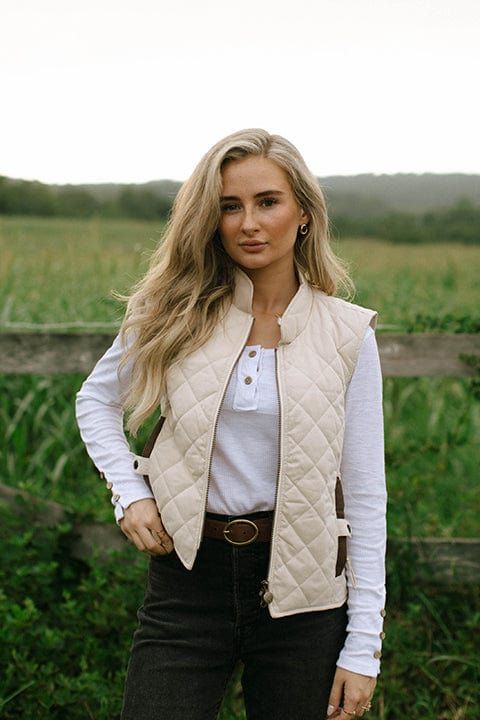 Women's Outback Cream Quilted Riding Vest