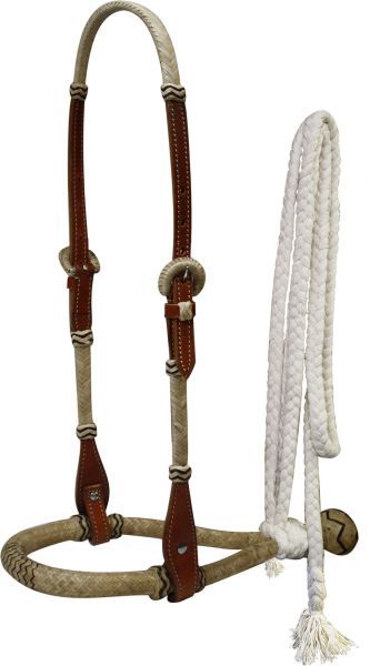 Leather Headstall with Bosal and Reins, Medium Oil