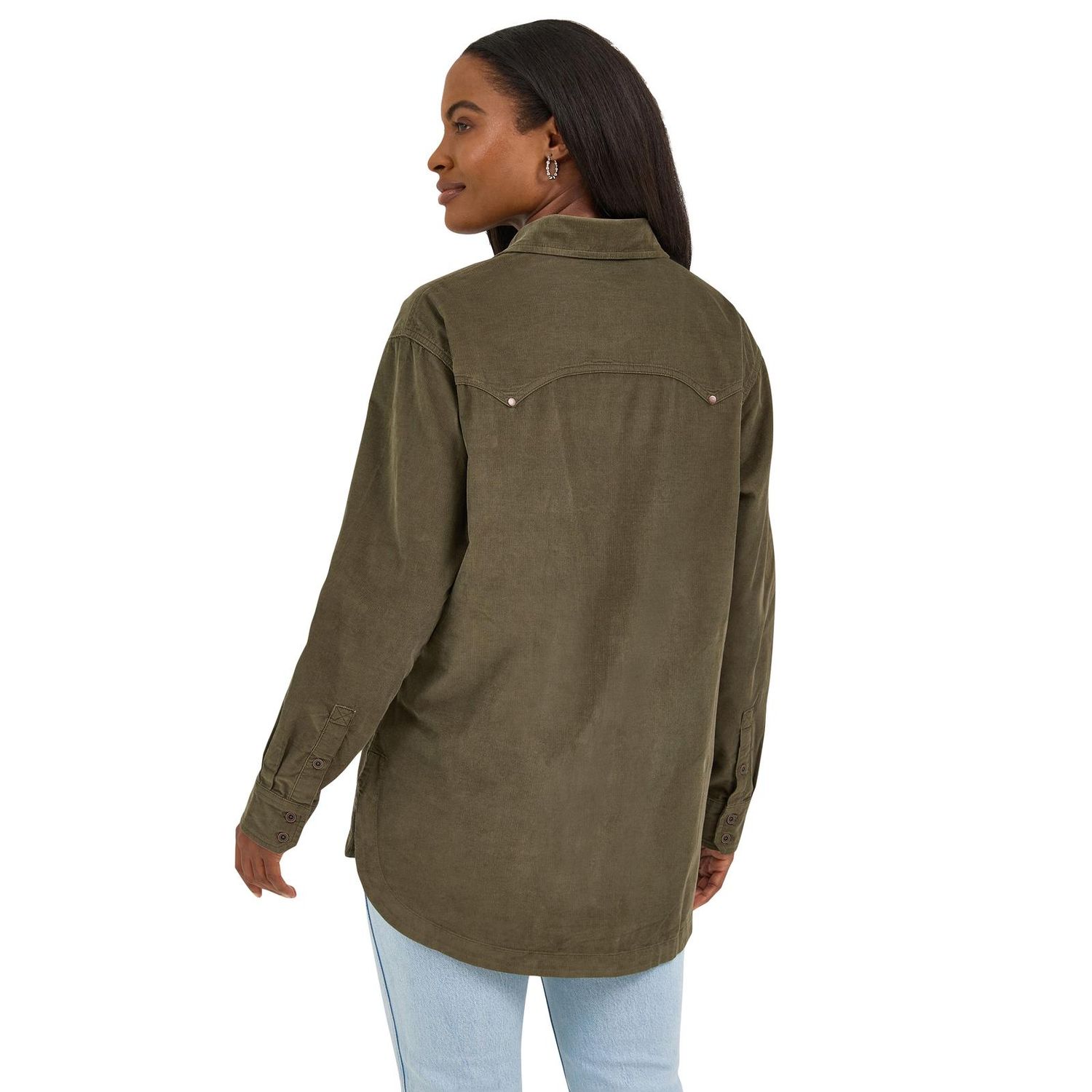 Women's Wrangler Retro® Punchy Boyfriend Cord Shirt - Olive