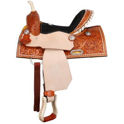 13" Reg Bar Chestnut Daisy Barrel Saddle