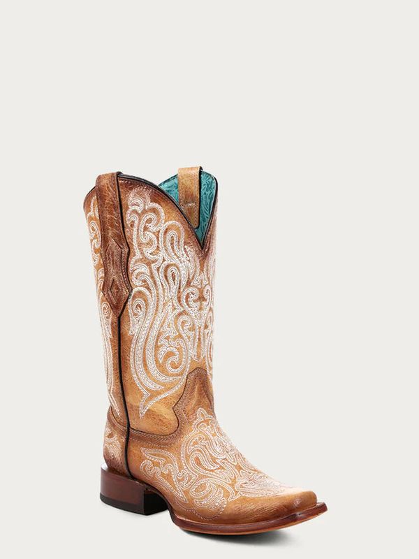 Women's Corral Blue Luminescent Embroidery Square Toe