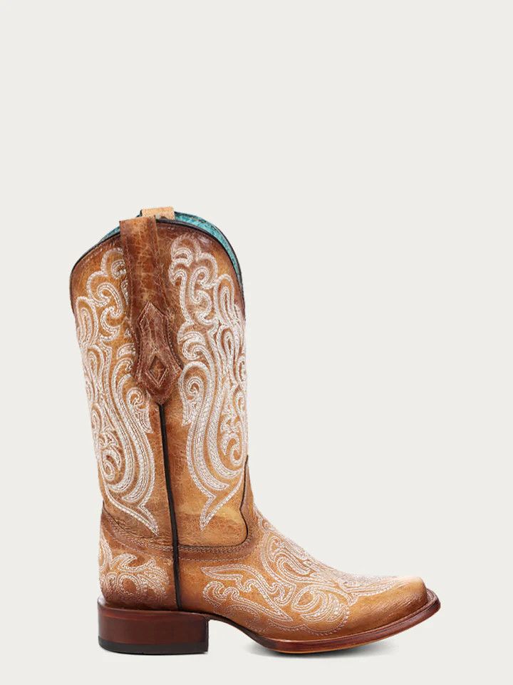 Women's Corral Blue Luminescent Embroidery Square Toe
