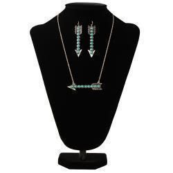 Silver Strike Ladies Earring and Necklace Set Arrow Turquoise