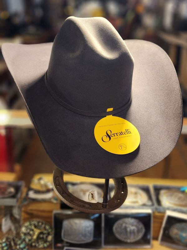 Serratelli 6X Beaver Fur Felt Hat - Granite, Wide Shovel Front