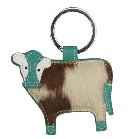 Key Chain - Cow Key Fob, Color: Turquoise