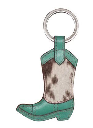 Key Chain - Boot Key Fob w/Hair Key Chain - Boot Key Fob w/Hair, Color: Turquoise