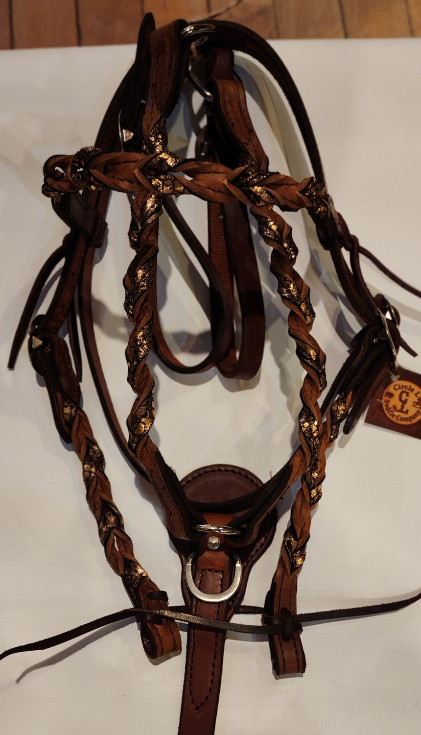 Circle L Twisted Braid Headstall and Breast Collar Set - Med Oil Circle L Twisted Braid Headstall and Breast Collar Set - Med Oil