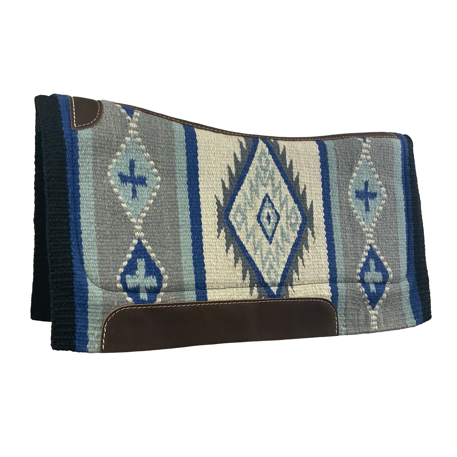 Wool Top Contoured Memory Felt Bottom Saddle Pad, Navajo Diamond - 34"x36"
