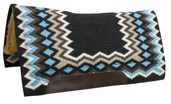 Contoured Cutter Style Wool Top Saddle Pad with Diamond Pattern - 34"x36"
