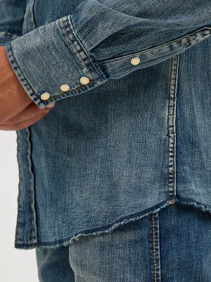 Men's Wrangler Cowboy Cut® Western Snap Indigo Slub Denim Shirt