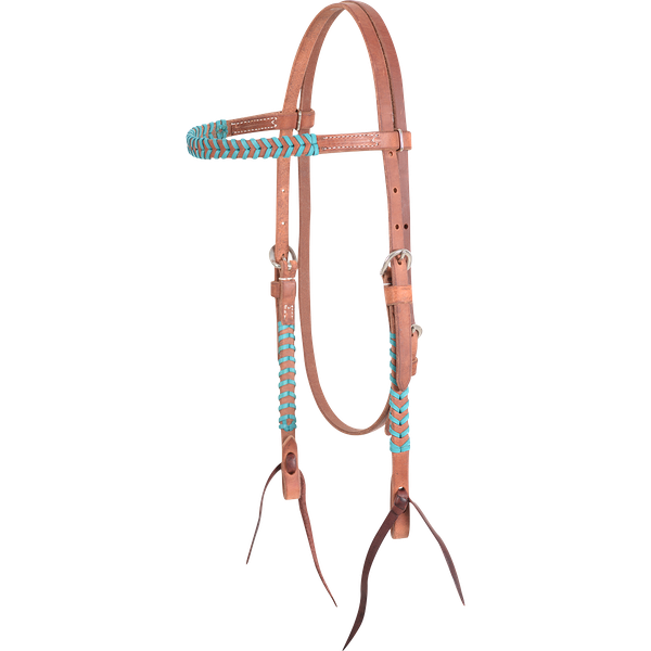 Colored Lace Browband Headstall - Turquoise