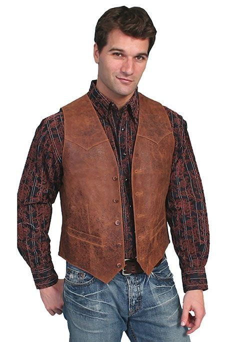 Men's Scully Vintage Leather Vest, Brown
