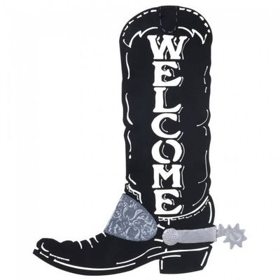Metal Sign - Cowboy Boot Welcome - 16" x 20"