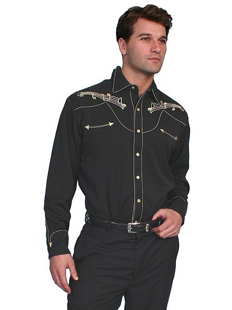 Men's Scully Musical Notes Embroidered Shirt