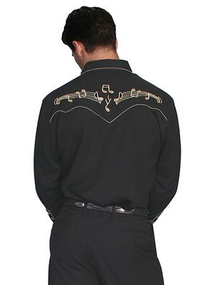 Men's Scully Musical Notes Embroidered Shirt