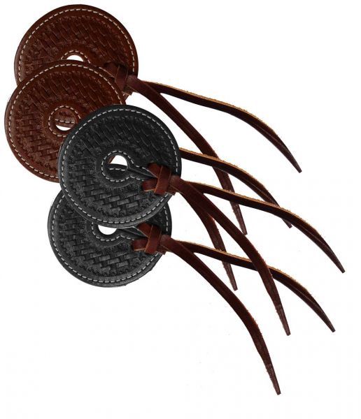 Bit Guard - Leather, Color: Black- Basket Tooled