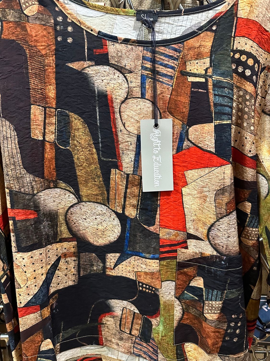 Women's Printed One-Pocket Brown Top