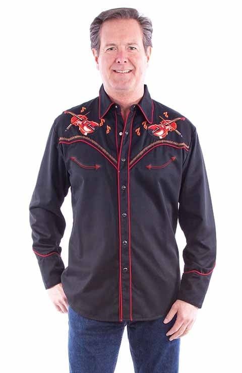 Men's Scully Dueling Fiddles, Black, Shirt