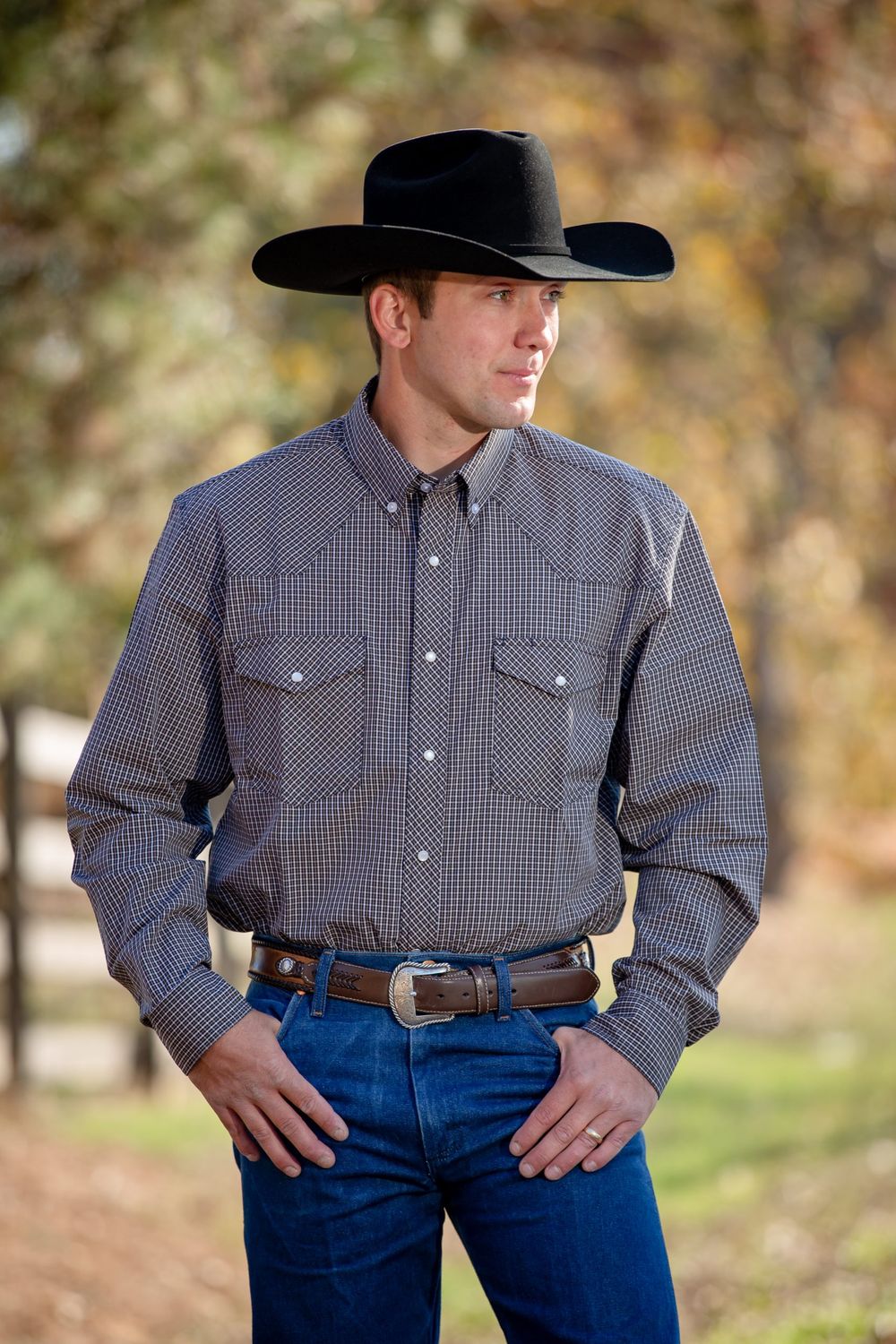 Men's Wyoming Traders Plaid Shirt - Brown/Black Men's Wyoming Traders Plaid Shirt - Brown/Black