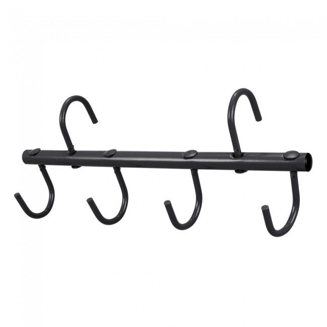 6 Hook Swivel Tack Rack Bar, Color: Black