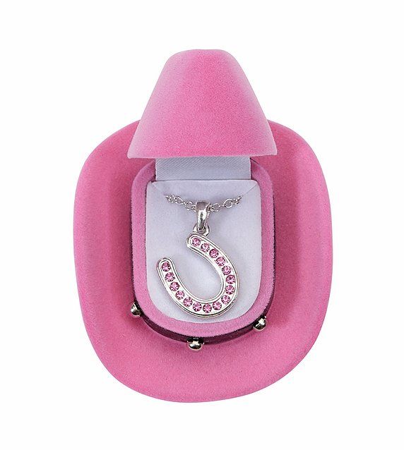 Necklace - Horseshoe with Stones, Color: Pink