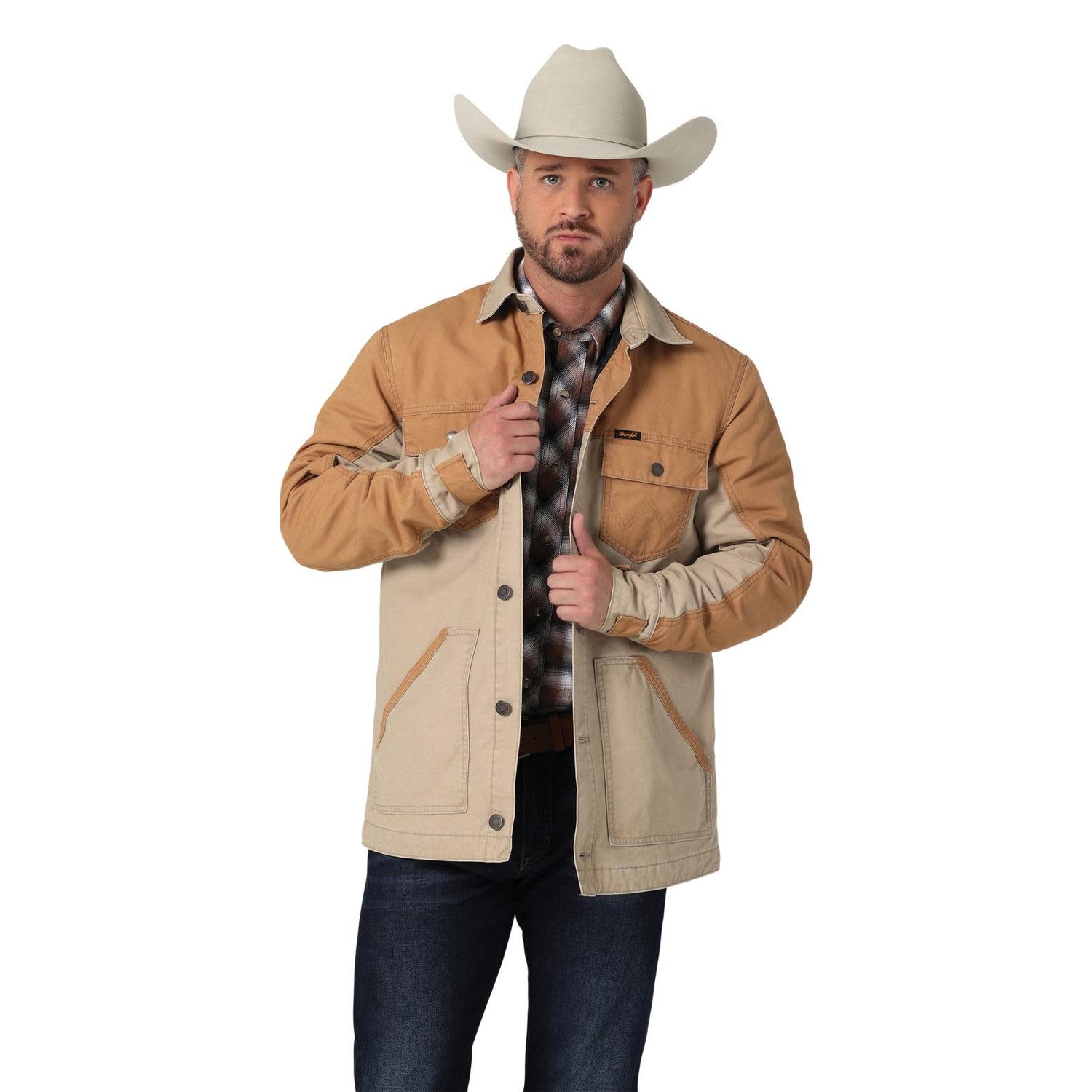 Men's Wrangler Mixed Canvas Chore Coat, Size: XXL (Lighter Colors)