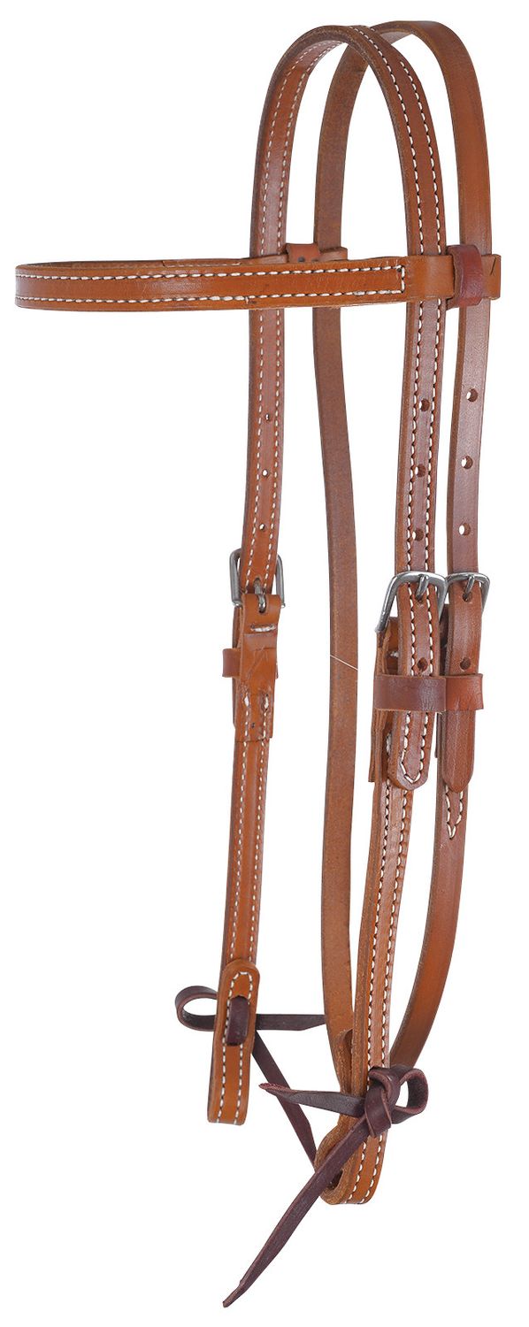 Circle Y Classic Smooth Browband w/Tie-Ends, Color: Regular Oil