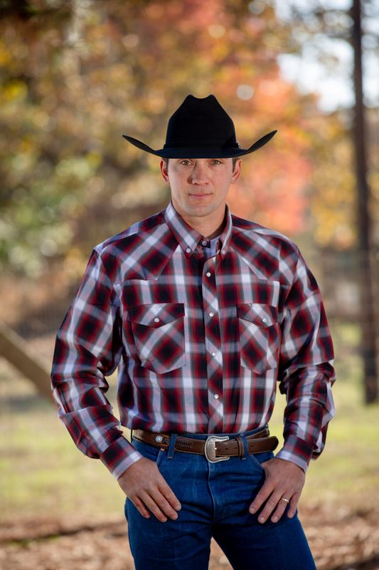 Men's Wyoming Traders Plaid Shirt - Burgundy/White