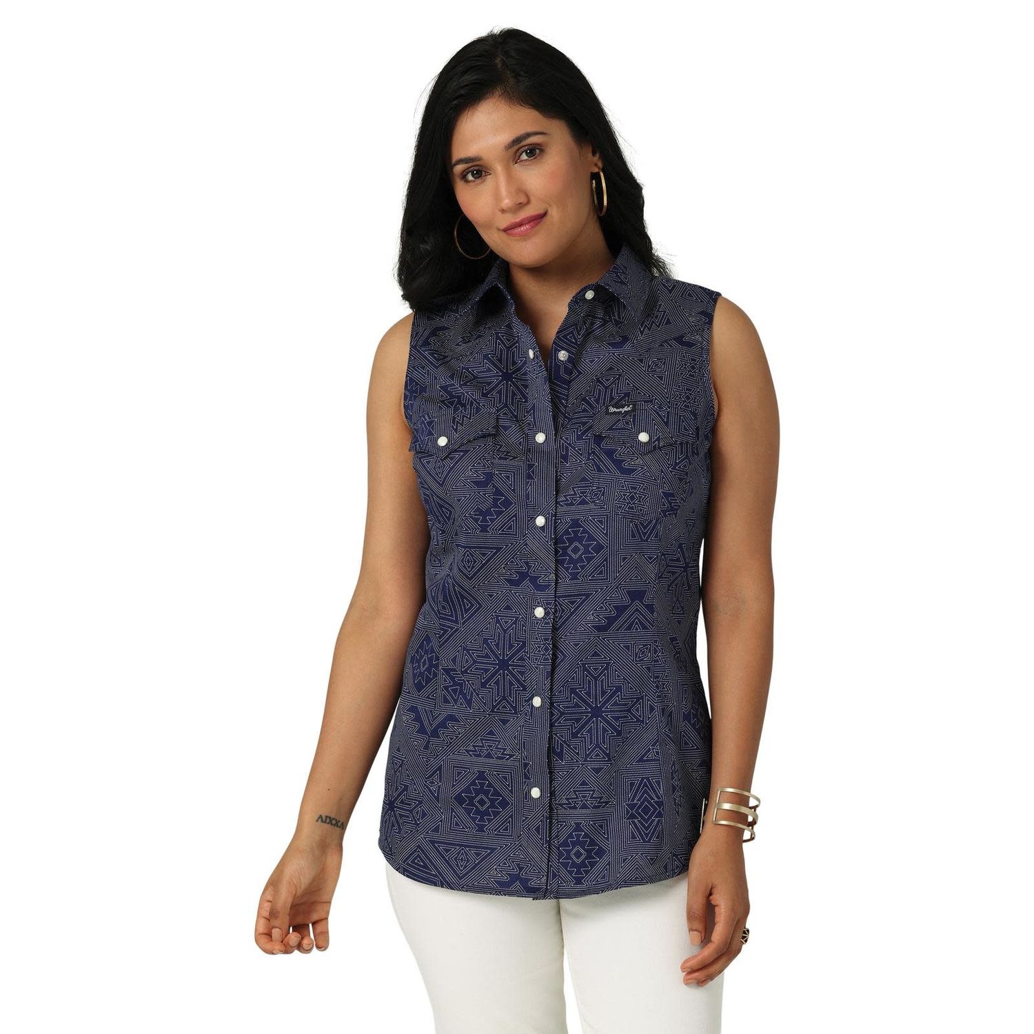 Women's Wrangler Retro Woven Snap Shirt - Blue