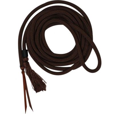 Nylon Braided Mecate Rein Brown - 23'