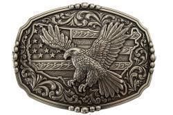 Belt Buckle - Nocona American Flag Eagle Rectangle