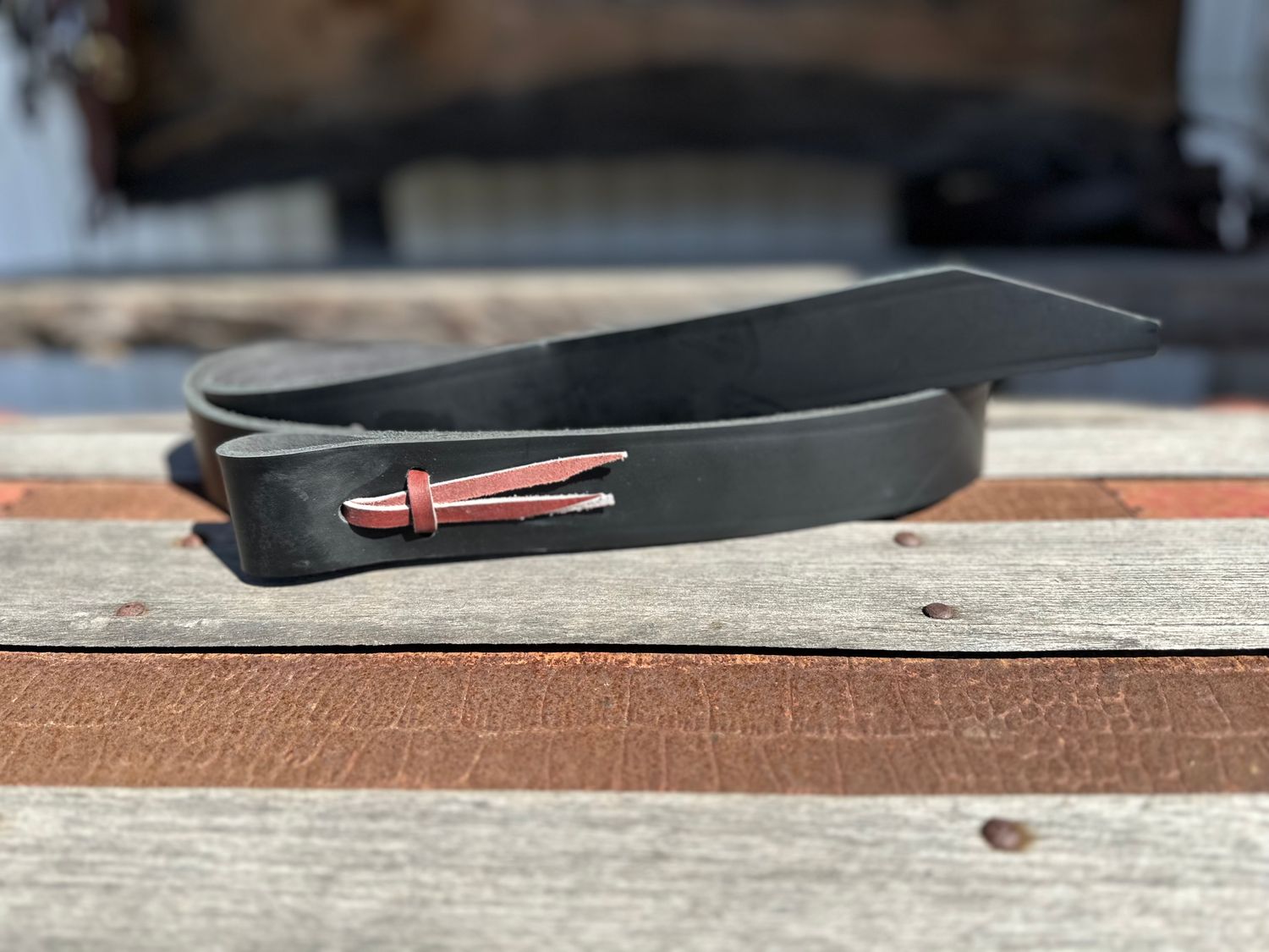 Black Leather Latigo Tie Strap - 5.5'x1-3/4"