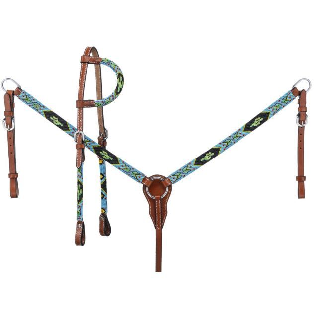 Beaded Cactus Headstall &amp; Breastcollar SET