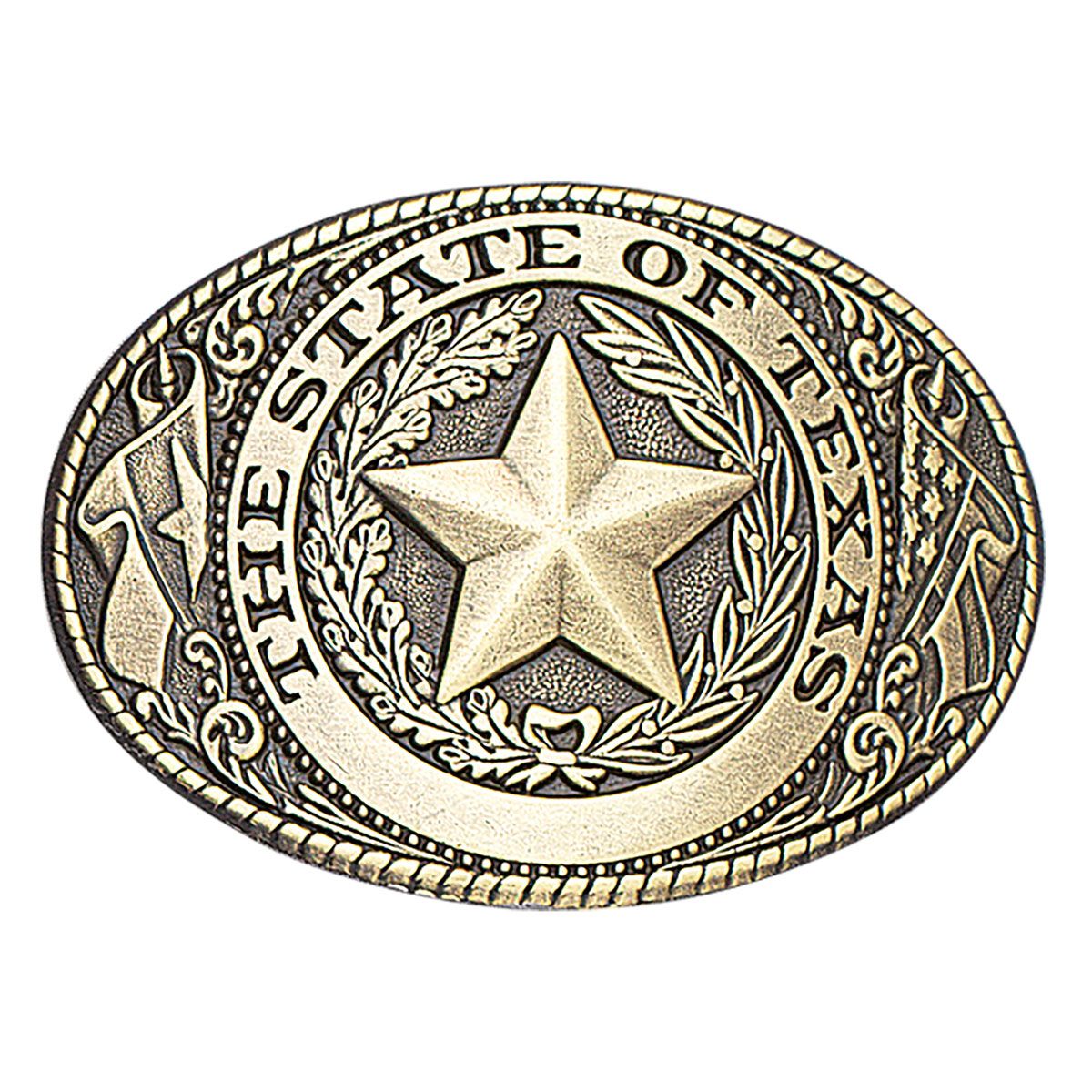 Belt Buckle - Brass Oval Texas Seal