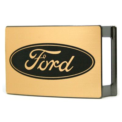 Belt Buckle - Ford Black Oval Logo Brushed