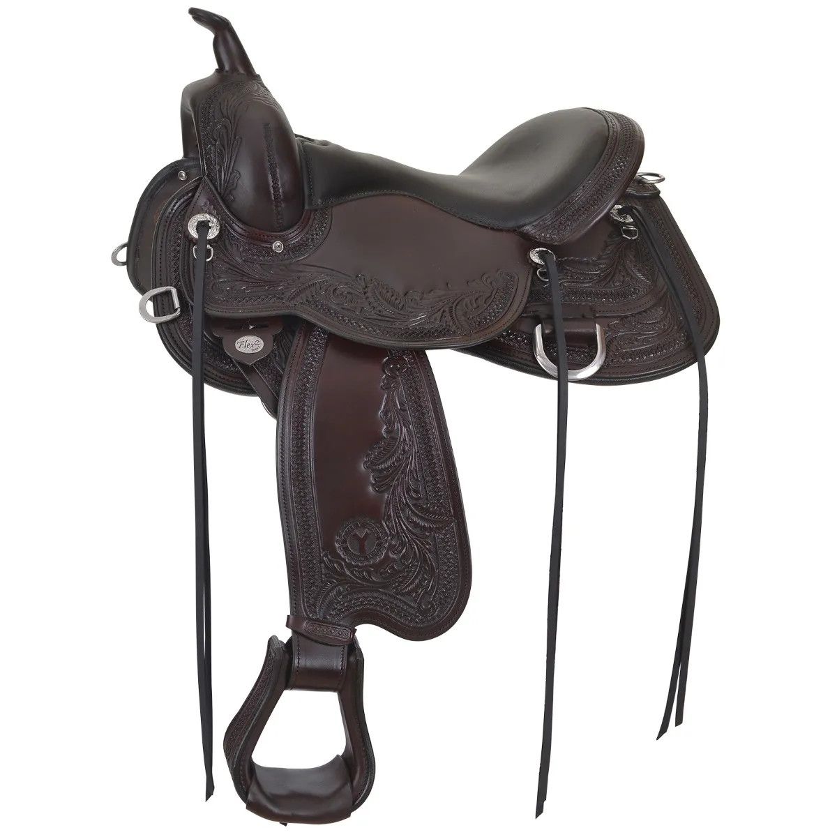 16" Reg Bar Circle Y JG Monarch Trail Saddle, Walnut, Gel