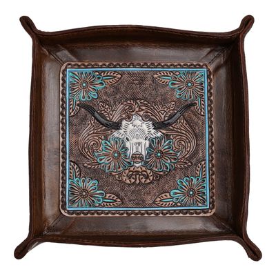 Longhorn Leather Tray Catch-All